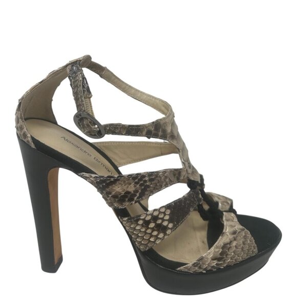 Alexandre Birman Snakeskin Animal Print Platform Open Toe Heels Size 7 Y2K - Picture 2 of 13